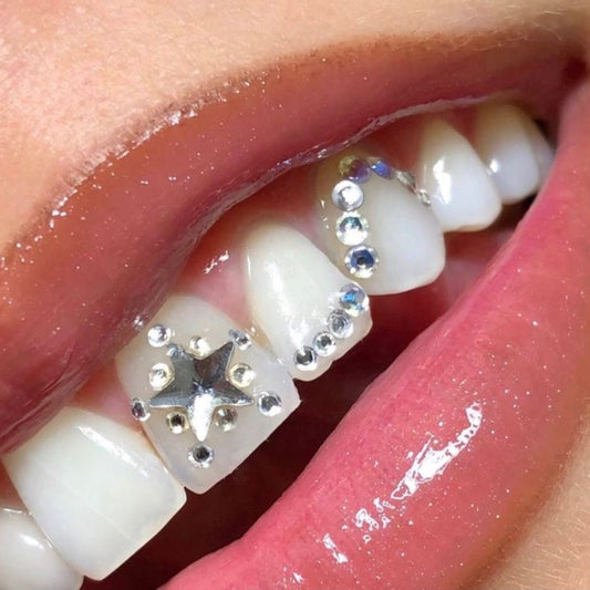 DIY Zahnschmuck Stern Silber Zahnsteine edelsteine